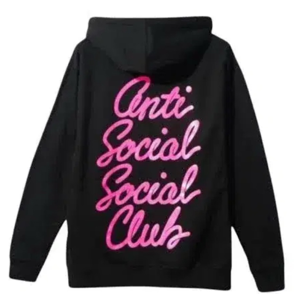 Anti Social Social Club Black pink cursive Hoodie